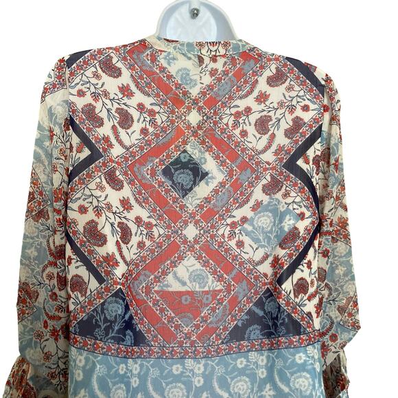 NWT Daniel Rainn Flowy Boho Floral Print Popover Long Roll Tab Sleeves Top XS - Picture 10 of 16